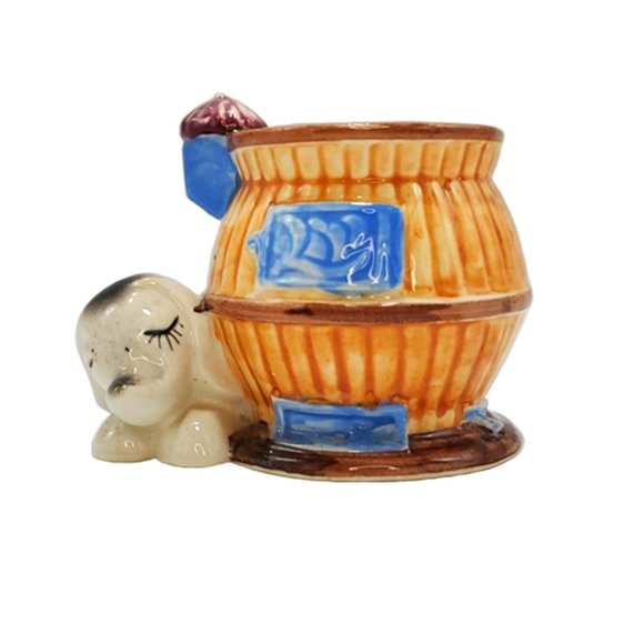 Occupied Japan Planter Sleeping Dog Potbelly Stove - Picture 1 of 7